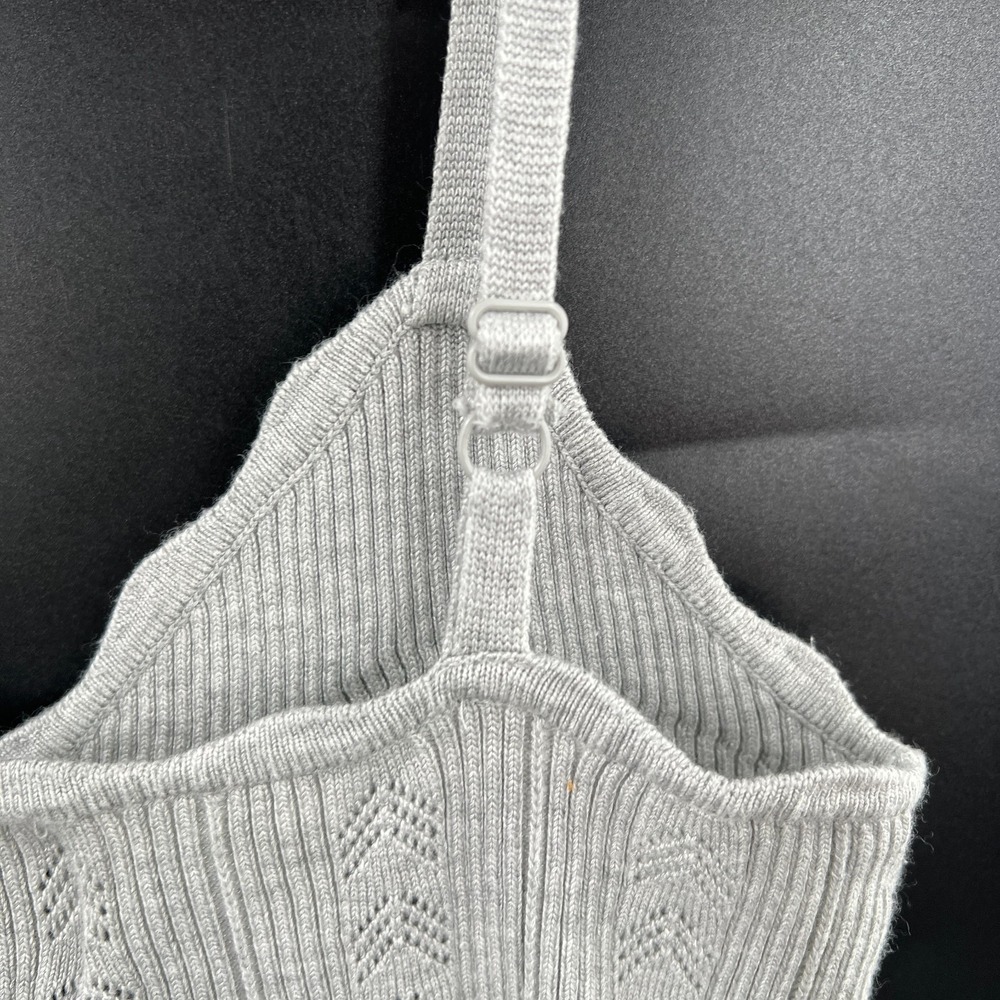 knit tank top feminine light gray y2k retro style boho crochet syle M Pink Rose - Picture 6 of 12